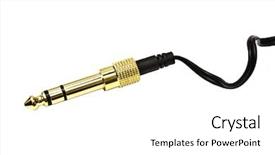  Presentation with power plug animated - Amazing theme having audio plug isolated on white backdrop and a white colored foreground