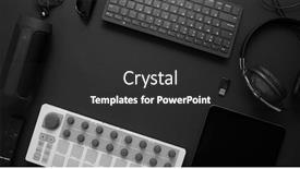  Presentation with audio - Colorful presentation design enhanced with audio-producer-concept-various-digital backdrop and a dark gray colored foreground