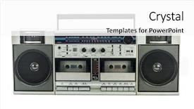  Presentation with tape recorder - Slide deck with audio tape recorder - retro ghetto blaster isolated background and a white colored foreground