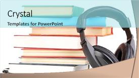  Presentation with tan book stack stacks of books - Cool new presentation theme with poppy seed yeast cake on a light background backdrop and a tawny brown colored foreground