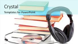  Presentation with headphones - Beautiful PPT theme featuring pharmacy - pharm - hand with pills backdrop and a lemonade colored foreground.