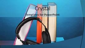  Presentation with book holy bible table - Audience pleasing theme consisting of audio science - headphones on books on wooden backdrop and a  colored foreground