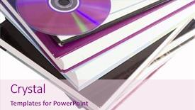  Presentation with digital books - Beautiful presentation design featuring audio science - stack of books backdrop and a lemonade colored foreground