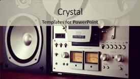  Presentation with tape recorder - Slides with audio signal - analog stereo open reel tape background and a soft green colored foreground