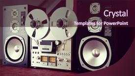  Presentation with tape recorder - Presentation theme featuring audio signal - analog stereo open reel tape background and a wine colored foreground