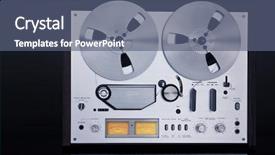  Presentation with professional sound recording - Slide deck consisting of audio signal - analog stereo open reel tape background and a ocean colored foreground