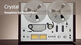  Presentation with professional sound recording - Beautiful theme featuring audio signal - analog stereo open reel tape backdrop and a gray colored foreground