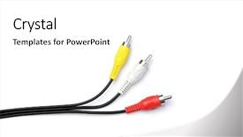  Presentation with cable - PPT theme consisting of audio signal - av cable macro isolated background and a white colored foreground
