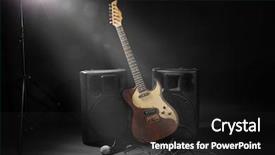  Presentation with electric guitar - Amazing slide set having audio signal - big loudspeakers with electric guitar backdrop and a dark gray colored foreground