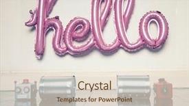  Presentation with robots - Colorful PPT layouts enhanced with audio signal - retro robots on tin can backdrop and a lemonade colored foreground