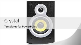  Presentation with audio speaker - Colorful presentation theme enhanced with audio signal - speaker isolated on white backdrop and a white colored foreground