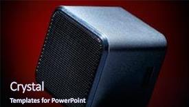  Presentation with audio speaker - Presentation enhanced with audio speaker isolated on red background background and a wine colored foreground