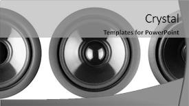  Presentation with speakers - Presentation design with audio speakers isolated background and a light gray colored foreground