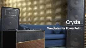  Presentation with recording studio - PPT layouts featuring audio system in recording studio background and a dark gray colored foreground