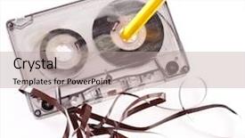  Presentation with tape recorder - Beautiful slides featuring audio tape recorder - old broken cassette isolated backdrop and a mint green colored foreground