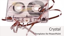  Presentation with cassette - Cool new presentation theme with audio tape recorder - old broken cassette isolated backdrop and a lemonade colored foreground