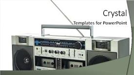  Presentation with retro - Colorful PPT theme enhanced with audio tape recorder - retro ghetto blaster isolated backdrop and a white colored foreground
