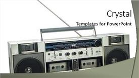  Presentation with retro - PPT theme featuring audio tape recorder - retro ghetto blaster isolated background and a white colored foreground