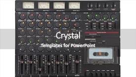  Presentation with cassette - Colorful PPT theme enhanced with audio tape recorder - vintage sound mixing board backdrop and a dark gray colored foreground