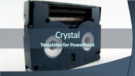  Presentation with cassette - Presentation theme consisting of rewinding movie - macro of minidv cassette background and a ocean colored foreground