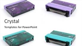  Presentation with purple green - Beautiful PPT theme featuring rewinding movie - purple green mini dv tape backdrop and a cream colored foreground