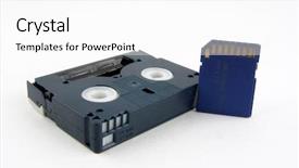  Presentation with cassette - PPT theme featuring audio visual information - sd card and minidv cassette background and a white colored foreground