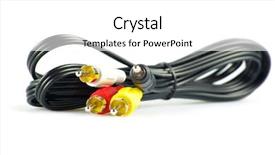  Presentation with audio visual - PPT theme consisting of audio visual programms - cables isolated on white background and a white colored foreground