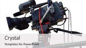  Presentation with audio - Slides enhanced with audio visual programms - tv camera isolated with clipping background and a white colored foreground