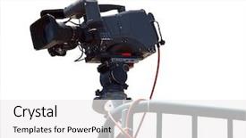  Presentation with audio - Beautiful presentation theme featuring audio visual programms - tv camera isolated with clipping backdrop and a white colored foreground