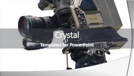  Presentation with clipping - Presentation theme with audio visual programms - tv camera with clipping path background and a dark gray colored foreground