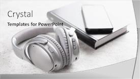 Presentation with audiobook - Cool new slides with audiobook-concept-modern-wireless-headphones backdrop and a white colored foreground