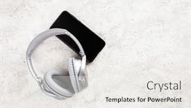  Presentation with audiobook - Colorful slide set enhanced with audiobook-concept-modern-wireless-headphones backdrop and a white colored foreground