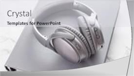  Presentation with audiobook - Beautiful slide deck featuring audiobook-concept-modern-wireless-headphones backdrop and a light gray colored foreground