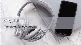  Presentation with audiobook - Slides having audiobook-concept-modern-wireless-headphones background and a light gray colored foreground