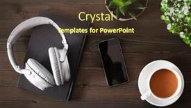  Presentation with audiobook - Slide set featuring audiobook-concept-modern-wireless-headphones background and a tawny brown colored foreground