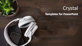  Presentation with audiobook - Amazing slide set having audiobook-concept-modern-wireless-headphones backdrop and a tawny brown colored foreground