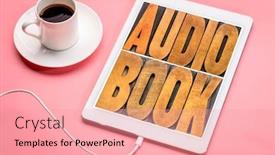  Presentation with audiobook - Cool new presentation with audiobook-word-abstract-in-vintage backdrop and a coral colored foreground