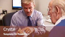  Presentation with human ear - Audience pleasing presentation consisting of general equipment - doctor showing senior male patient backdrop and a tawny brown colored foreground