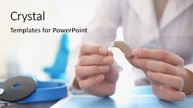  Presentation with hearing - Presentation consisting of audiology - otolaryngologist with hearing aid background and a white colored foreground