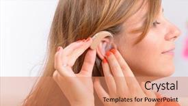  Presentation with hearing aid - Beautiful slides featuring putting on a deaf aid backdrop and a coral colored foreground