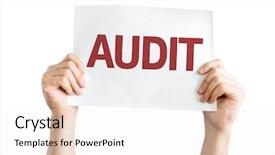  Presentation with audit - Theme featuring audit card isolated on white background and a  colored foreground