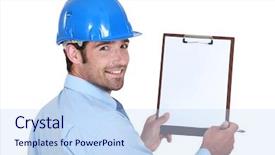  Presentation with invertebrates clip art - Cool new presentation theme with audit contract - architect holding clip-board and pen backdrop and a sky blue colored foreground