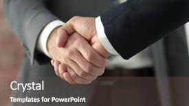  Presentation with handshake - PPT theme having audit contract - business men giving a handshake background and a tawny brown colored foreground
