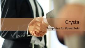  Presentation with giving - Audience pleasing slide set consisting of audit contract - business men giving a handshake backdrop and a  colored foreground