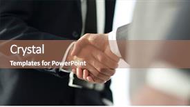  Presentation with handshake - PPT theme consisting of audit contract - business men giving a handshake background and a coral colored foreground