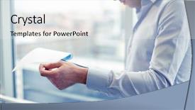  Presentation with courier business finance analysis - Cool new theme with audit contract - business people paperwork and finances backdrop and a  colored foreground