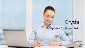  Presentation with audit - Audience pleasing presentation theme consisting of audit contract - business technology and communication concept backdrop and a sky blue colored foreground