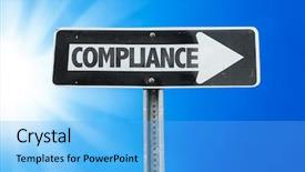  Presentation with direction - Presentation design enhanced with audit corporate governance - compliance direction sign background and a light blue colored foreground