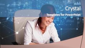  Presentation with audit - Presentation with audit financial statements - young manager at the office background and a teal colored foreground