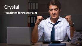  Presentation with late - Beautiful slides featuring audit management - young financial manager working late backdrop and a dark gray colored foreground